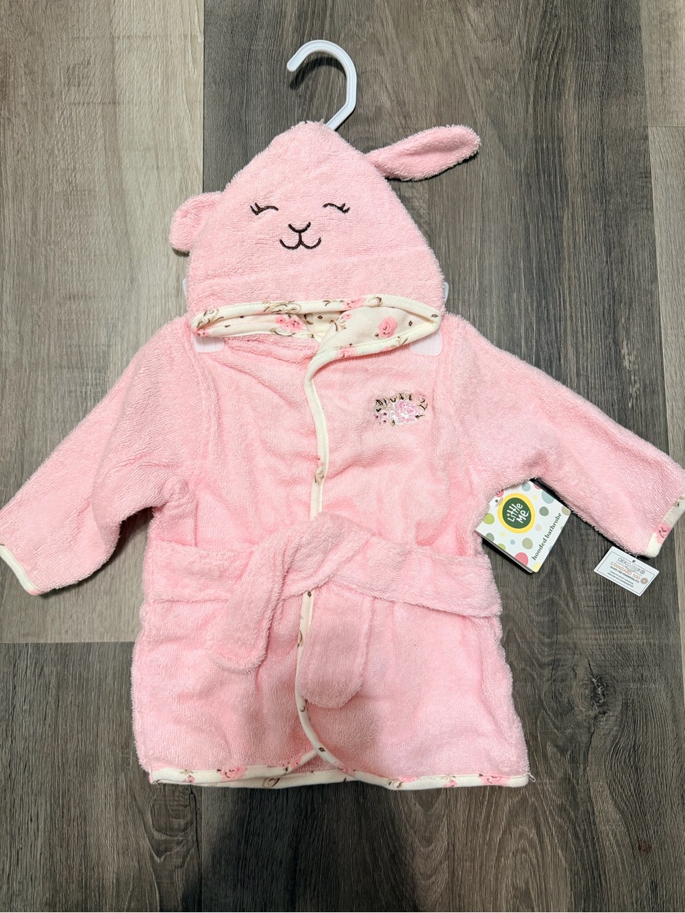Little Me Pink Bunny Hooded Terry Robe for Kids